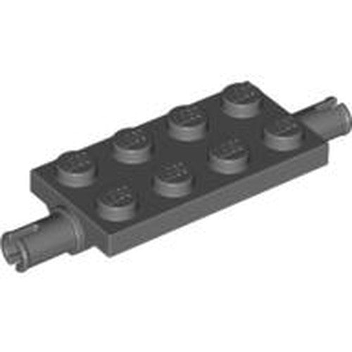 LEGO 30157 Plate, Modified 2 x 4 with Pins and Thin Angled Supports in Dark Bluish Gray - Authentic LEGO Part