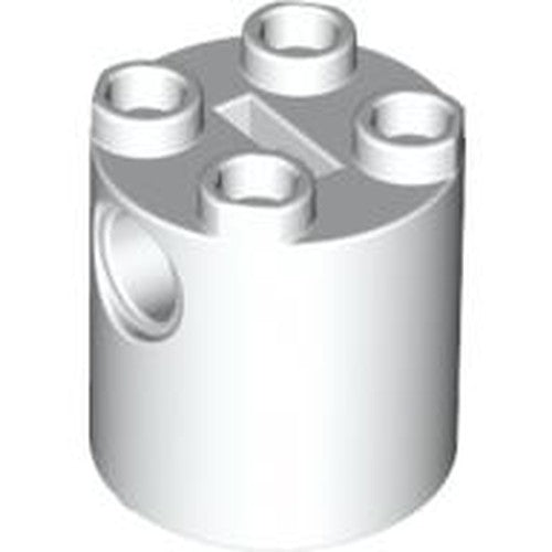 LEGO 30361c Brick, Round 2 x 2 x 2 Robot Body with Bottom Axle Holder (x Shape / + Orientation) in White - Authentic LEGO Part
