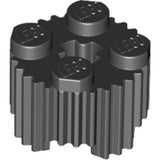 LEGO 92947 Brick, Round 2 x 2 with Axle Hole and Grille / Fluted Profile in Black - Authentic LEGO Part
