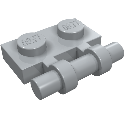 LEGO 2540 Plate, Modified 1 x 2 with Bar Handle on Side - Free Ends in Light Bluish Gray - Authentic LEGO Part