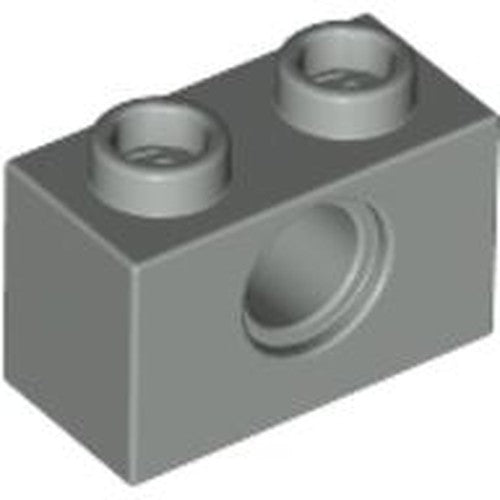LEGO 3700 Technic, Brick 1 x 2 with Hole in Light Gray - Authentic LEGO Part