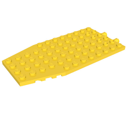 LEGO 42607c01 Wedge, Plate 6 x 12 x 1 Cut Corners with 2 Fixed Rotatable Pins in Yellow - Authentic LEGO Part