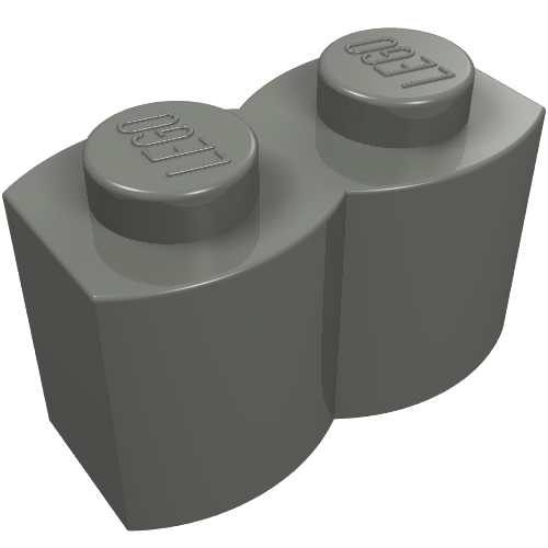LEGO 30136 Brick, Modified 1 x 2 with Log Profile in Dark Bluish Gray - Authentic LEGO Part