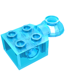 LEGO 48170 Technic, Brick Modified 2 x 2 with Pin Hole and Rotation Joint Ball Half Horizontal in Trans-Light Blue - Authentic LEGO Part