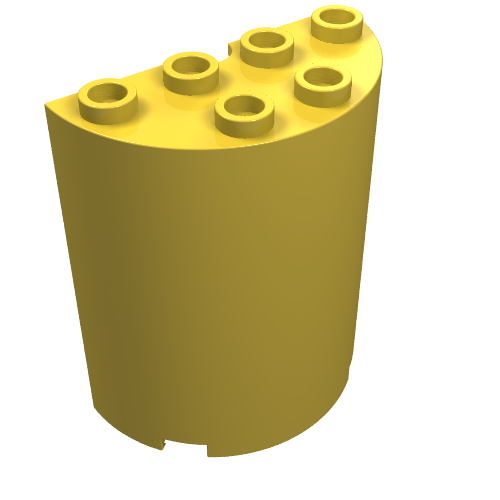 LEGO 6259 Cylinder Half 2 x 4 x 4 in Yellow - Authentic LEGO Part