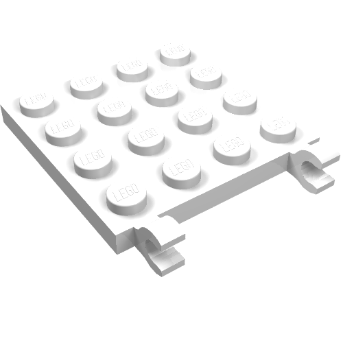 LEGO 11399 Plate, Modified 4 x 4 with 2 Open O Clips (Horizontal Grip) in White - Authentic LEGO Part