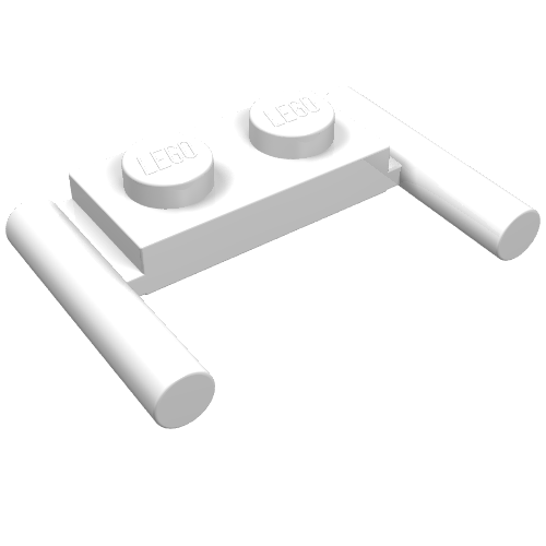 LEGO 3839b Plate, Modified 1 x 2 with Bar Handles - Flat Ends, Low Attachment in White - Authentic LEGO Part