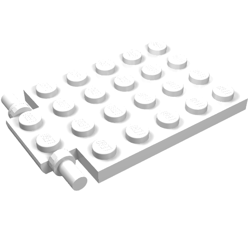 LEGO 92099 Plate, Modified 4 x 6 with Trap Door Hinge (Long Pins) in White - Authentic LEGO Part