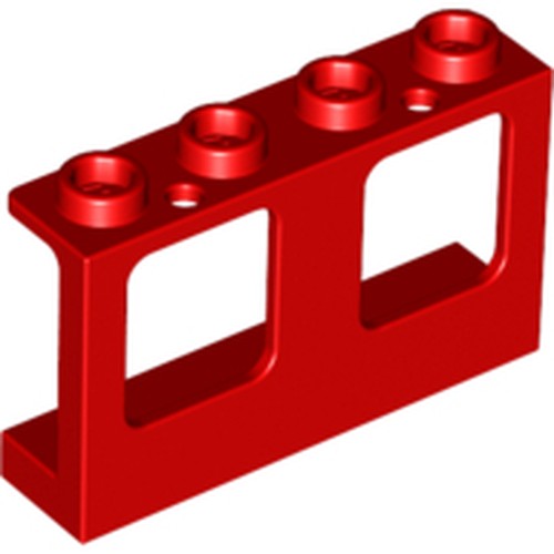LEGO 61345 Window 1 x 4 x 2 Plane, Single Top Hole and Single Bottom Hole for Glass in Red - Authentic LEGO Part