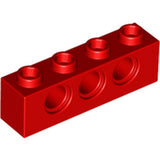 LEGO 3701 Technic, Brick 1 x 4 with Holes in Red - Authentic LEGO Part