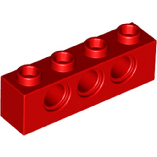 LEGO 3701 Technic, Brick 1 x 4 with Holes in Red - Authentic LEGO Part