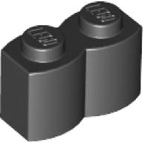 LEGO 30136 Brick, Modified 1 x 2 with Log Profile in Black - Authentic LEGO Part