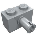 LEGO 2458 Brick, Modified 1 x 2 with Pin in Light Bluish Gray - Authentic LEGO Part