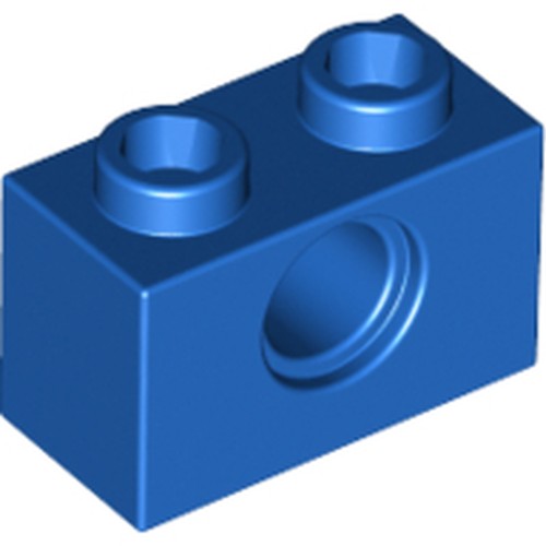 LEGO 3700 Technic, Brick 1 x 2 with Hole in Blue - Authentic LEGO Part