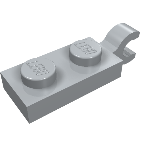 LEGO 63868 Plate, Modified 1 x 2 with Clip on End (Horizontal Grip) in Light Bluish Gray - Authentic LEGO Part