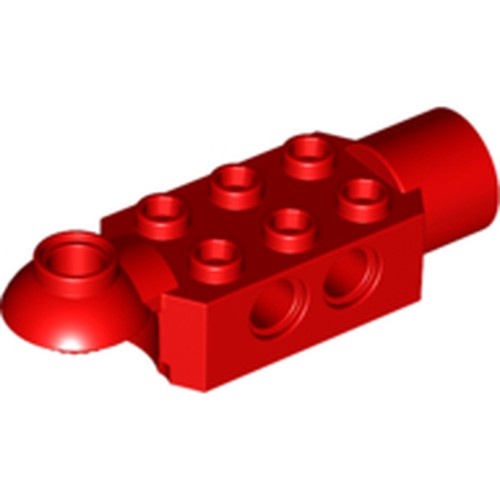 LEGO 47454 Technic, Brick Modified 2 x 3 with Pin Holes, Rotation Joint Ball Half Horizontal, and Rotation Joint Socket in Red - Authentic LEGO Part