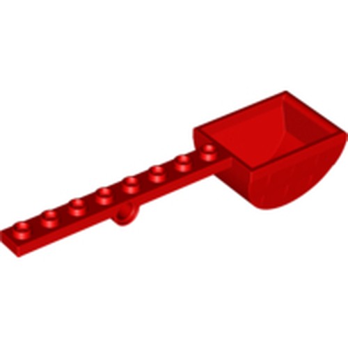 LEGO 30275 Plate, Modified 1 x 8 with Pin Hole and Bucket (Catapult) in Red - Authentic LEGO Part