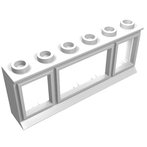 LEGO 645bc01 Window 1 x 6 x 2 with Extended Lip, with Glass in White - Authentic LEGO Part