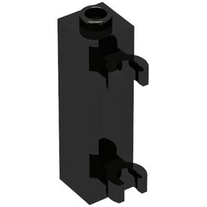 LEGO 60583b Brick, Modified 1 x 1 x 3 with 2 Clips (Vertical Grip) - Hollow Stud in Black - Authentic LEGO Part