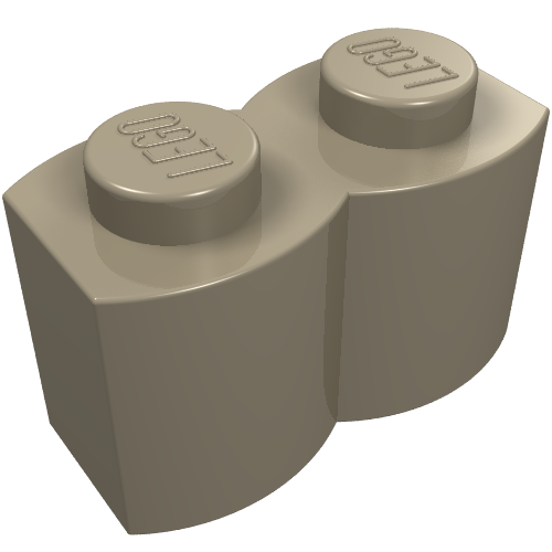 LEGO 30136 Brick, Modified 1 x 2 with Log Profile in Dark Tan - Authentic LEGO Part