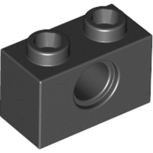 LEGO 3700 Technic, Brick 1 x 2 with Hole in Black - Authentic LEGO Part