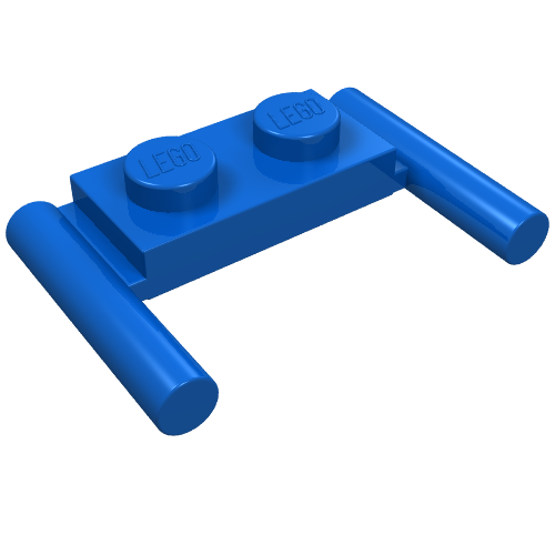 LEGO 3839b Plate, Modified 1 x 2 with Bar Handles - Flat Ends, Low Attachment in Blue - Authentic LEGO Part