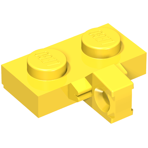 LEGO 44567a Hinge Plate 1 x 2 Locking with 1 Finger on Side with Bottom Groove in Yellow - Authentic LEGO Part