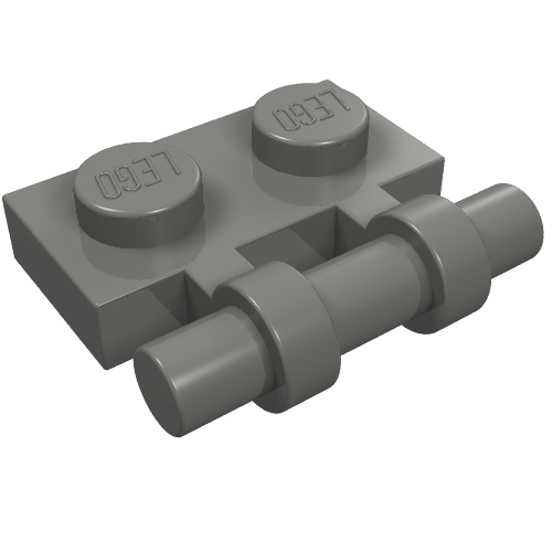 LEGO 2540 Plate, Modified 1 x 2 with Bar Handle on Side - Free Ends in Dark Bluish Gray - Authentic LEGO Part