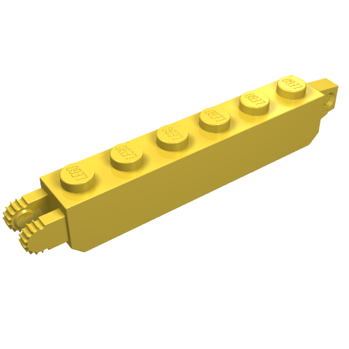 LEGO 30388 Hinge Brick 1 x 6 Locking with 1 Finger Vertical End and 2 Fingers Vertical End in Yellow - Authentic LEGO Part