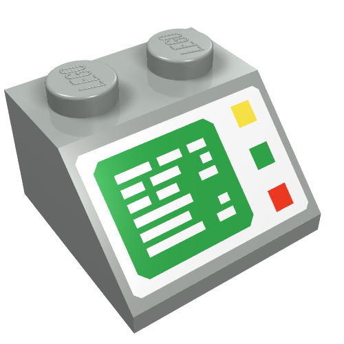 LEGO 3039p23 Slope 45 2 x 2 with Computer Screen and Right Side Buttons Pattern in Light Gray - Authentic LEGO Part