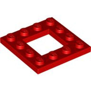 LEGO 64799 Plate, Modified 4 x 4 with 2 x 2 Open Center in Red - Authentic LEGO Part