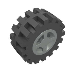LEGO 4624c02 Wheel 8mm D. x 6mm with Black Tire 15mm D. x 6mm Offset Tread Small (4624 / 3641) in Light Gray - Authentic LEGO Part