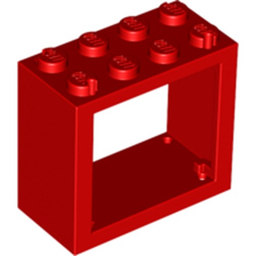 LEGO 4132 Window 2 x 4 x 3 - Solid Studs in Red - Authentic LEGO Part