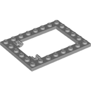 LEGO 92107 Plate, Modified 6 x 8 Trap Door Frame Horizontal (Long Pin Holders) in Light Bluish Gray - Authentic LEGO Part