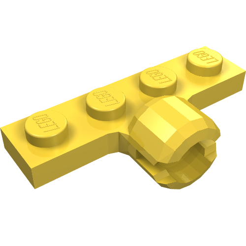 LEGO 3183a Plate, Modified 1 x 4 with Tow Ball Socket, Long, 2 Slots (8mm Socket Length) in Yellow - Authentic LEGO Part