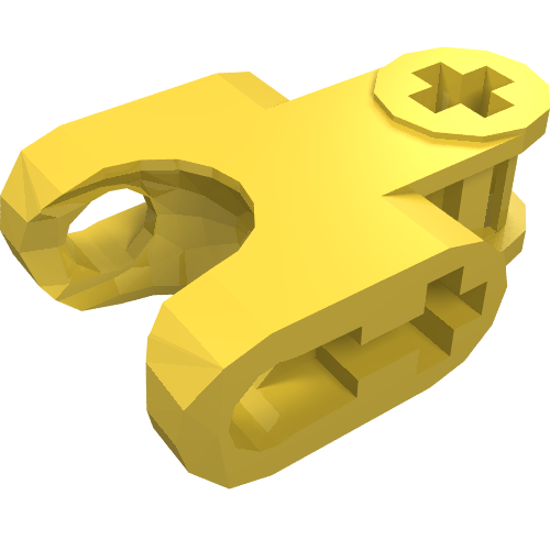 LEGO 93571 Technic, Axle Connector 2 x 3 with Ball Joint Socket - Closed Sides, Straight Forks with Open Axle Holes in Yellow - Authentic LEGO Part