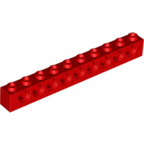 LEGO 2730 Technic, Brick 1 x 10 with Holes in Red - Authentic LEGO Part