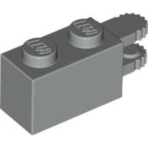 LEGO 30540 Hinge Brick 1 x 2 Locking with 2 Fingers Horizontal End in Light Gray - Authentic LEGO Part