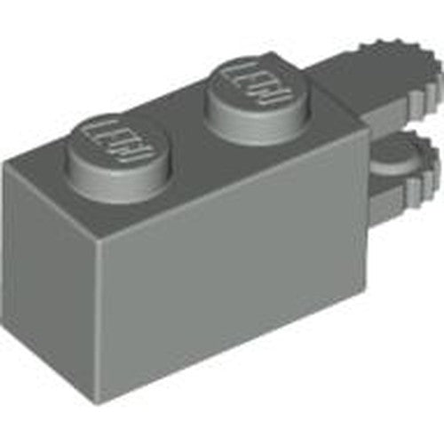 LEGO 30540 Hinge Brick 1 x 2 Locking with 2 Fingers Horizontal End in Light Gray - Authentic LEGO Part