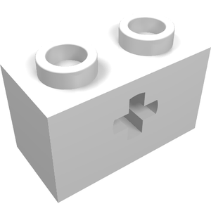 LEGO 32064a Technic, Brick 1 x 2 with Axle Hole and Inside Side Supports in White - Authentic LEGO Part