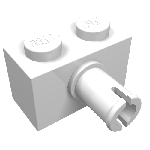 LEGO 2458 Brick, Modified 1 x 2 with Pin in White - Authentic LEGO Part
