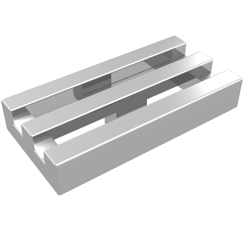 LEGO 2412b Tile, Modified 1 x 2 Grille with Bottom Groove in Chrome Silver - Authentic LEGO Part