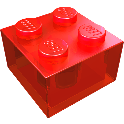 LEGO 3003 Brick 2 x 2 in Trans-Red - Authentic LEGO Part