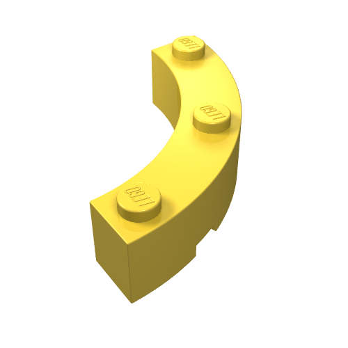 LEGO 48092 Brick, Round Corner 4 x 4 Macaroni with 3 Studs in Yellow - Authentic LEGO Part