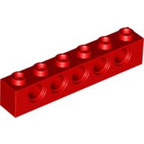LEGO 3894 Technic, Brick 1 x 6 with Holes in Red - Authentic LEGO Part