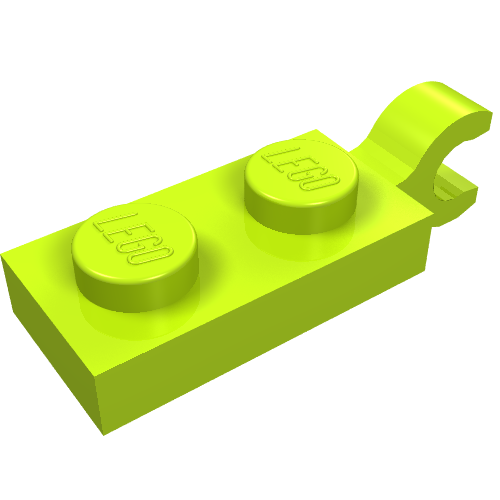 LEGO 63868 Plate, Modified 1 x 2 with Clip on End (Horizontal Grip) in Lime - Authentic LEGO Part