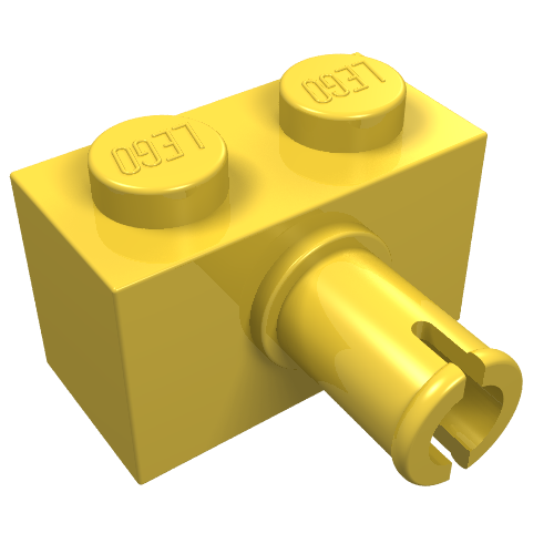 LEGO 2458 Brick, Modified 1 x 2 with Pin in Yellow - Authentic LEGO Part