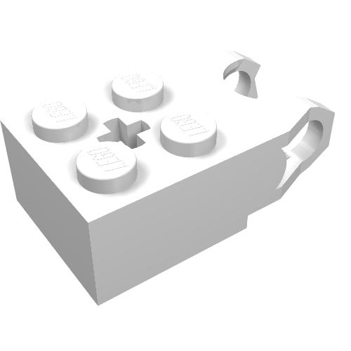 LEGO 62712 Technic, Brick Modified 2 x 2 with Ball Socket and Axle Hole - Angled Forks with Flat Ends and Open Sides in White - Authentic LEGO Part