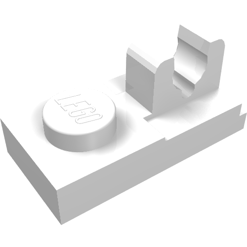LEGO 92280 Plate, Modified 1 x 2 with Clip with Center Cut on Top in White - Authentic LEGO Part
