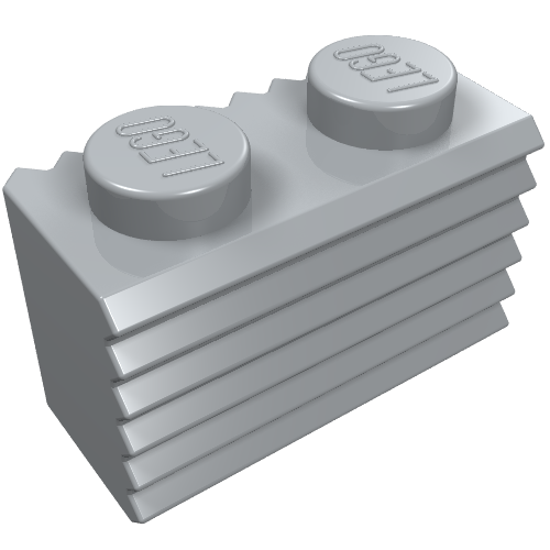 LEGO 2877 Brick, Modified 1 x 2 with Grille / Fluted Profile in Light Bluish Gray - Authentic LEGO Part